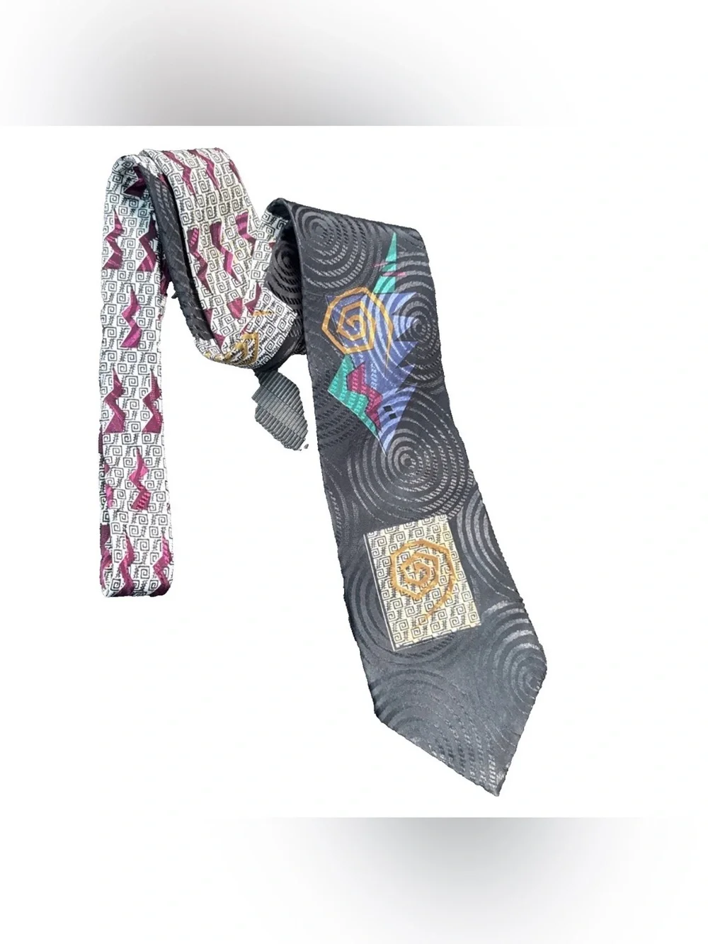 Impact‎ Groove Thing Tie Polyester Retro Design Black Polyester Made In USA 80s
